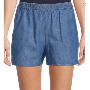 Michael Kors blue twill elastic pull on shorts size XS